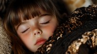 Young girl with freckles sleeping peacefully in warm sunlight, wrapped in cozy knitted blanket. Natural portrait capturing innocent childhood rest and dreamy expression.