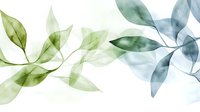 Translucent green and blue leaves create an ethereal botanical composition, perfect for wellness branding, nature-inspired designs, and organic product packaging.