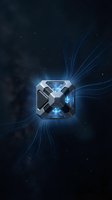 Futuristic metallic cube with glowing blue energy core emitting digital light rays on dark background. Isolated on transparent background, suitable for technology, gaming, and sci-fi design projects.