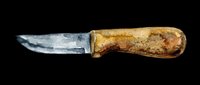 Vintage kitchen knife with weathered wooden handle and aged metal blade, isolated on transparent background. Ready for design use on t-shirts, clipart, stickers, print-on-demand products, and sublimation projects.