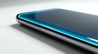 Modern smartphone with turquoise blue curved edge display and metallic frame, isolated on white background for tech product design and mobile device marketing materials.