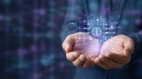 Businessman hands holding digital network technology with glowing connections and data visualization for modern business solutions.