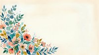 Watercolor floral arrangement with coral, blue, and yellow blooms on cream background, ideal for greeting cards, invitations, and design projects.