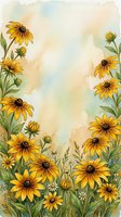 Watercolor yellow daisy flowers frame with soft pastel background for greeting cards, invitations and botanical design projects.
