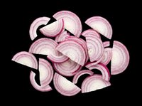 Sliced red onion rings isolated on transparent background, ready for culinary design, food packaging, recipe graphics, cooking blogs, restaurant menus, and print-on-demand products.