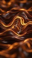 Molten gold and bronze liquid waves flow with luminous energy, creating an abstract composition of swirling metallic textures and glowing light effects for modern design projects.