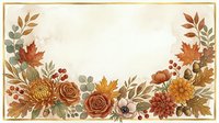 Autumn floral frame with fall leaves, flowers and berries on cream background. Seasonal botanical border for thanksgiving cards and harvest decorations.