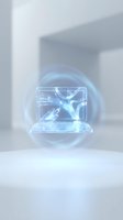 Futuristic laptop with glowing blue holographic energy waves and digital light effects on white surface, representing advanced technology, innovation, and digital transformation for tech concepts.