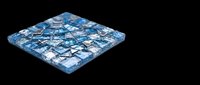 Blue mosaic tile pattern isolated on transparent background, ready for design use in t-shirts, clipart, stickers, print-on-demand products, and sublimation projects.