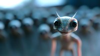 Close-up portrait of curious blue-gray snake with large dark eyes looking directly at camera. Reptile head shot with shallow depth of field background.