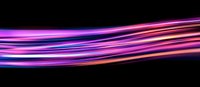 Vibrant pink and purple light trails streak across dark background creating dynamic motion effect, modern technology concept for digital communications.