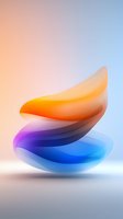 Abstract flowing gradient shapes in orange, purple and blue colors creating dynamic movement against soft background, suitable for modern design projects.