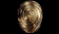 Luxurious golden spiral pattern with metallic concentric circles creating dynamic movement and depth effect on black background, suitable for luxury branding designs.