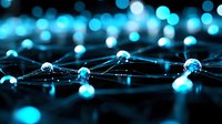 Abstract network connections with glowing blue nodes and lines representing digital technology, data transfer, and connectivity concepts for modern business.