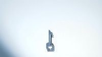 Modern silver key with square head on clean white background isolated for security and real estate design projects.