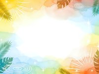 Tropical summer background with palm leaves and bright sunburst creating warm gradient frame for vacation and travel designs.
