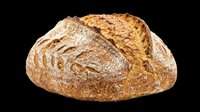 Freshly baked artisan sourdough loaf with crispy golden crust, isolated on transparent background. Ready for bakery designs, food packaging, menus, print-on-demand products and culinary graphics.