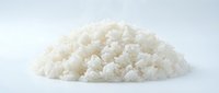 Cooked white rice mound isolated on white background, ready for food and culinary design projects, menus, and recipe illustrations.