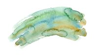 Watercolor painted caterpillar with green and blue tones, isolated on white background, suitable for educational materials, children's illustrations, and design projects.