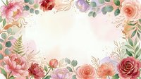 Watercolor floral frame with peonies, roses, and botanical elements on cream background, isolated for wedding invitations, greeting cards, and design projects.