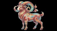 Colorful ornamental goat with swirling patterns, isolated on transparent background, ready for T-shirts, stickers, sublimation, print on demand, and clipart design use.