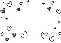 Hand drawn heart doodles scattered on white background, romantic love symbols in black ink sketch style for valentines cards and wedding designs.