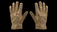 Worn dirty leather work gloves isolated on transparent background, ready for t-shirt design, stickers, clipart, print on demand, and sublimation projects.
