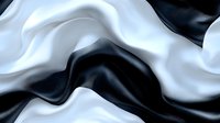 Elegant black and white silk fabric waves creating smooth flowing curves and graceful folds with luxurious satin texture and dramatic contrast for luxury design backgrounds.