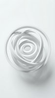 White abstract spiral sphere with layered circular rings creating depth and dimension on clean background for modern design projects.