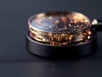 Magical glowing pocket watch with golden sparkles and bokeh lights on dark background creates mysterious atmosphere for fantasy and time concept designs.