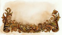 Ornate golden baroque flourish with scrolling acanthus leaves and decorative swirls on aged parchment background, isolated design element for invitations, certificates, and vintage branding projects.