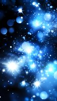 Magical blue starry night sky with glowing stars and bokeh lights creating dreamy celestial atmosphere. Suitable for fantasy and space-themed designs.