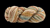 Skein of multicolored yarn in warm earth tones and cool blues, isolated on transparent background. Ready for crafting, knitting, crochet design projects, print-on-demand products, and textile illustrations.