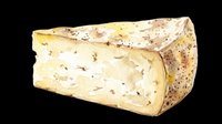 Aged cheese block with natural rind and creamy interior, isolated on transparent background. Ready for culinary design, food packaging, restaurant menus, print-on-demand products, and digital food illustrations.