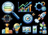 Startup business growth analytics isolated on transparent background, ready for t-shirt design, clipart, stickers, print-on-demand products and sublimation projects.