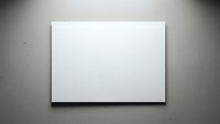 Blank white canvas mounted on gray textured wall with dramatic lighting and shadow effects for mockup presentations and artistic displays.