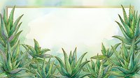 Watercolor agave plants frame isolated white space, ideal for botanical designs, greeting cards, invitations, and decorative backgrounds.
