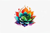 Vibrant rainbow colored succulent flower with gradient petals isolated on white background, perfect for logo design, spiritual and wellness projects, and decorative artwork.