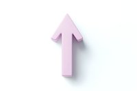 Pink upward pointing arrow symbol on white background with soft shadow, isolated design element for business and navigation concepts.