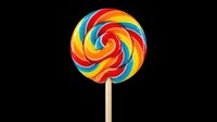 Colorful swirl lollipop on a stick, isolated on transparent background. Great for t-shirt design, stickers, clipart, print on demand, and sublimation projects.