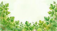 Watercolor parsley and herb border with green foliage on isolated cream background, ready for culinary designs, recipe cards, and kitchen decor projects.