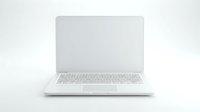 White laptop computer with open screen displayed on isolated background, suitable for web design, technology presentations, and digital device mockups.