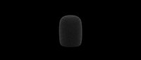 Black foam microphone windscreen isolated on transparent background, ready for audio equipment design, podcasting graphics, music production clipart, and sublimation projects.