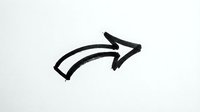 Curved arrow pointing right, isolated on white background, suitable for web design, user interface, and graphic design projects.