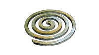 Metallic spiral coil with gold and silver tones isolated on white background, suitable for design projects, graphics, and digital artwork applications.