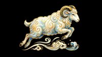 Ornamental ram with decorative swirls and flourishes, isolated on transparent background. Ready for t-shirt design, clipart, stickers, sublimation, and print-on-demand products.