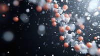 Floating coral and gray spheres with bokeh effect on dark background create dreamy abstract composition for modern design projects and presentations.