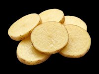 Fresh raw potato slices isolated on transparent background, ready for food design, clipart, stickers, print on demand, sublimation, and T-shirt projects.