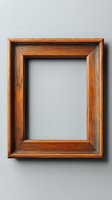 Rustic wooden picture frame with distressed finish and natural wood grain texture on gray background, isolated for easy design integration and mockup use.