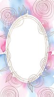 Watercolor floral frame with roses and leaves on pastel background for wedding invitations, greeting cards, social media posts and feminine design projects.
